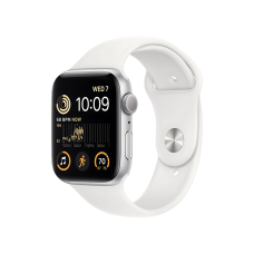 Apple Watch SE GPS + Cellular 44mm Silver Aluminum Case with White Sport Band (MYEM2/MYEV2)