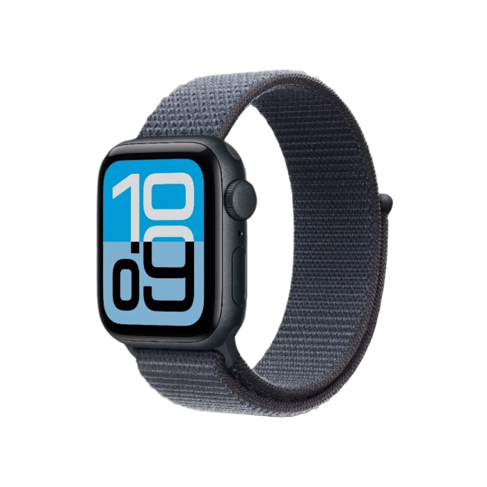 Apple Watch SE 3 GPS, 44mm Midnight Aluminum Case with Anchor Blue Sport Loop