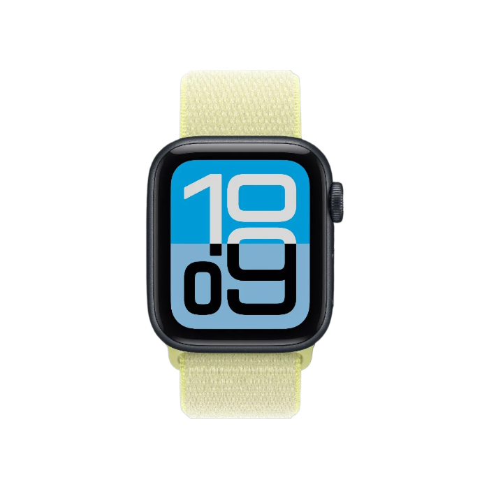 Apple Watch SE 3 GPS, 44mm Midnight Aluminum Case with Neon Yellow Sport Loop