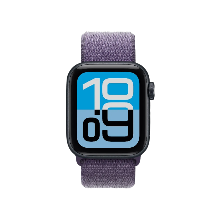 Apple Watch SE 3 GPS, 44mm Midnight Aluminum Case with Purple Fog Sport Loop