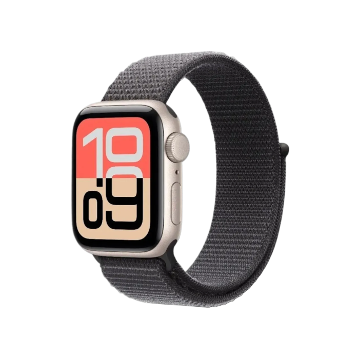 Apple Watch SE 3 GPS, 40mm Starlight Aluminum Case with Dark Gray Sport Loop