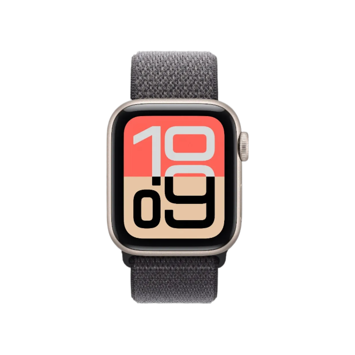 Apple Watch SE 3 GPS, 44mm Starlight Aluminum Case with Dark Gray Sport Loop