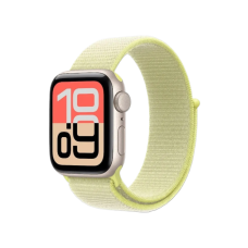 Apple Watch SE 3 GPS, 44mm Starlight Aluminum Case with Neon Yellow Sport Loop