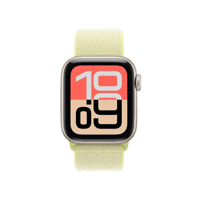 Apple Watch SE 3 GPS, 40mm Starlight Aluminum Case with Neon Yellow Sport Loop