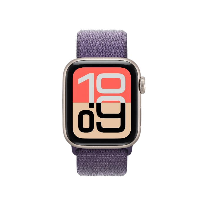 Apple Watch SE 3 GPS, 44mm Starlight Aluminum Case with Purple Fog Sport Loop
