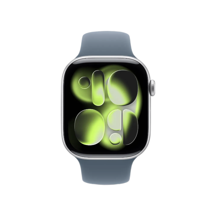Apple Watch Series 11 GPS, 42mm Silver Aluminum Case with Anchor Blue Sport Band (S/M)