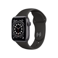 Apple Watch 6 44mm Space Gray Aluminum Case with Black Sport Band (M00H3)