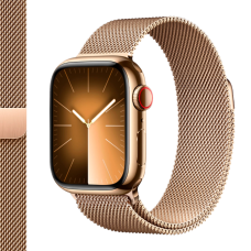 Apple Watch Series 7 GPS + Cellular 41mm Gold Stainless Steel Case with Gold Milanese Loop (MKHH3)