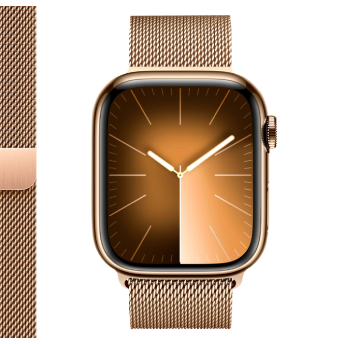 Apple Watch Series 7 GPS + Cellular 41mm Gold Stainless Steel Case with Gold Milanese Loop