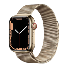 Apple Watch Series 7 GPS + Cellular 45mm Gold Stainless Steel Case with Gold Milanese Loop (MKJY3/ MKJG3)