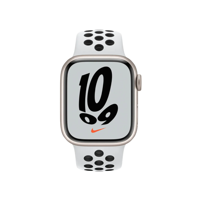 Apple Watch Nike Series 7 GPS 41mm Starlight Aluminum Case w. Pure Platinum/Black Nike Sport Band