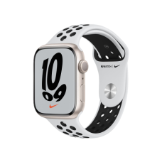 Apple Watch Nike Series 7 GPS 45mm Starlight Aluminum Case w. Pure Platinum/Black Nike Sport Band (MKNA3)