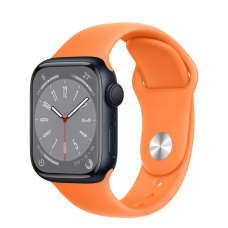 Apple Watch Series 8 GPS 41mm Midnight Aluminum Case With Bright Orange Sport Band (MNPC3+MR2V3)