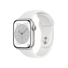 Apple Watch Series 8 GPS 45mm Silver Aluminum Case with White S. Band - M/L (MP6N3)