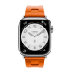 Apple Watch Hermès Series 9 GPS + Cellular 41mm Silver Stainless Steel Case with Orange Kilim Single Tour