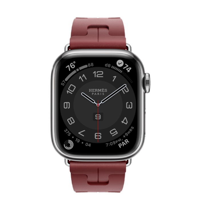 Apple Watch Hermès Series 9 GPS + Cellular 41mm Space Black Stainless Steel Case with Noir Kilim Single Tour