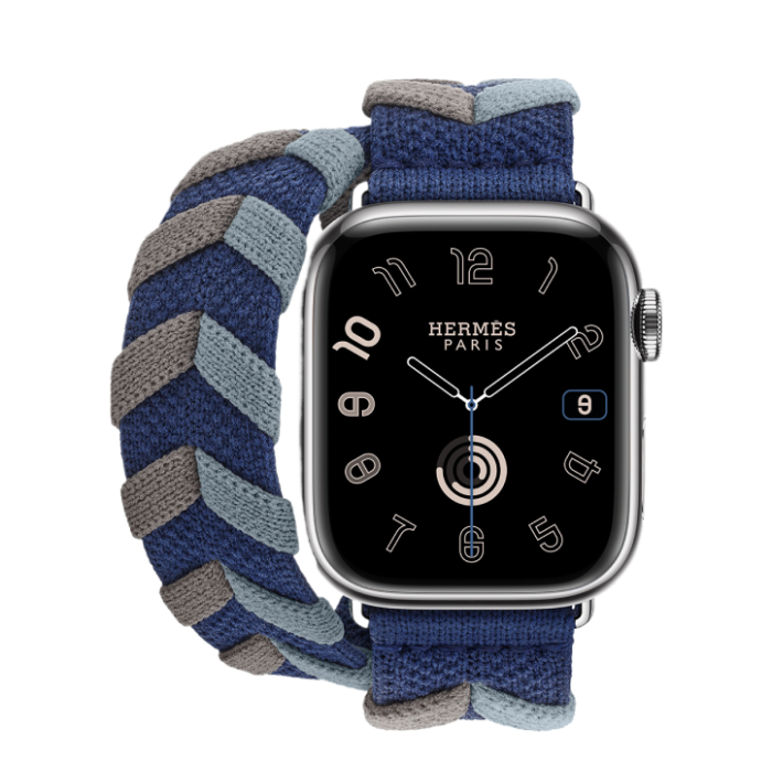 Apple Watch Hermès Series 9 GPS + Cellular 41mm Silver Stainless Steel Case with Rouge H Bridon Double Tour