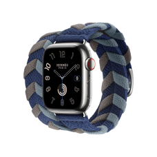 Apple Watch Hermès Series 9 GPS + Cellular 41mm Silver Stainless Steel Case with Rouge H Bridon Double Tour (MRQ43+MTHN3)