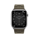 Apple Watch Hermès Series 9 GPS + Cellular, 41mm Silver Stainless Steel Case with Kaki Kilim Single Tour