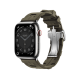 Apple Watch Hermès Series 9 GPS + Cellular, 41mm Silver Stainless Steel Case with Kaki Kilim Single Tour
