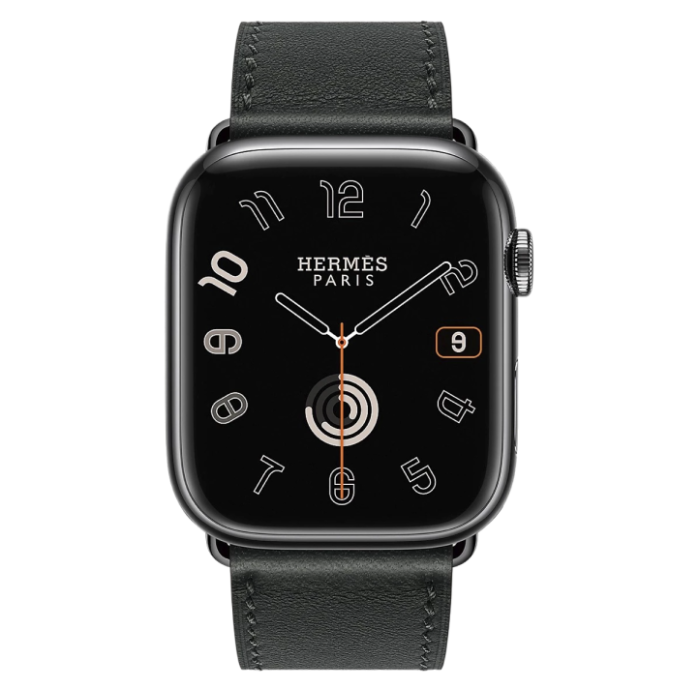 Apple Watch Hermès Series 9 GPS + Cellular 45mm Space Black Stainless Steel Case with Noir Simple Tour