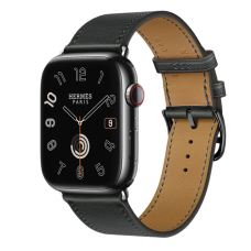 Apple Watch Hermès Series 9 GPS + Cellular 45mm Space Black Stainless Steel Case with Noir Simple Tour (MRQQ3+H078741CZ89)