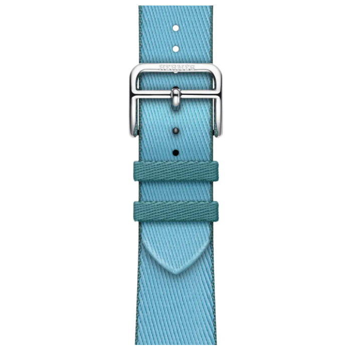 Apple Watch Hermès Series 9 GPS + Cellular, 41mm Silver Stainless Steel Case with Bleu Céleste/Bleu Jean Twill Jump Single Tour