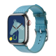 Apple Watch Hermès Series 9 GPS + Cellular, 41mm Silver Stainless Steel Case with Bleu Céleste/Bleu Jean Twill Jump Single Tour
