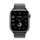 Apple Watch Hermès Series 9 GPS + Cellular 41mm Space Black Stainless Steel Case with Denim/Noir Toile H Single Tour