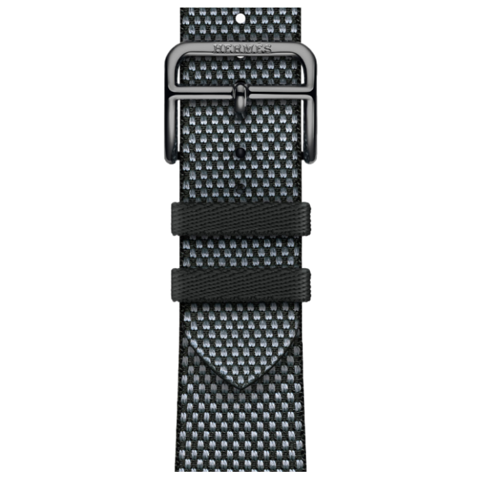 Apple Watch Hermès Series 9 GPS + Cellular 41mm Space Black Stainless Steel Case with Denim/Noir Toile H Single Tour