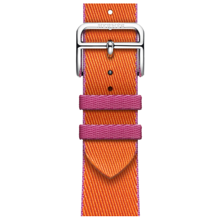 Apple Watch Hermès Series 9 GPS + Cellular 41mm Silver Stainless Steel Case with Orange/Rose Mexico Twill Jump Single Tour