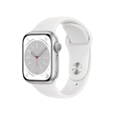 Apple Watch Series 8 GPS + Cellular 45mm Silver S. Steel Case w. White S. Band (MNKE3)