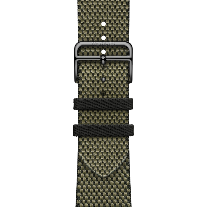 Apple Watch Hermès Series 9 GPS + Cellular 45mm Space Black Stainless Steel Case with Vert/Noir Toile H Single Tour
