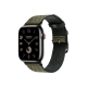 Apple Watch Hermès Series 9 GPS + Cellular 45mm Space Black Stainless Steel Case with Vert/Noir Toile H Single Tour