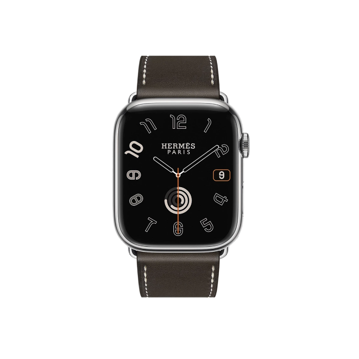 Apple Watch Hermès Series 9 GPS + Cellular 45mm Silver Stainless Steel Case with Ebene Deployment Buckle