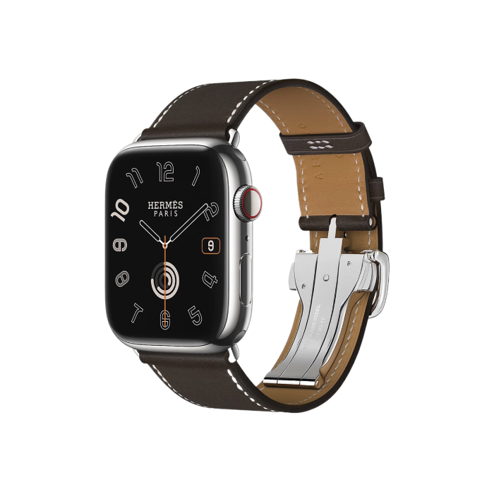 Apple Watch Hermès Series 9 GPS + Cellular 45mm Silver Stainless Steel Case with Fauve Deployment Buckle (MRQP3+H074198CJ34)