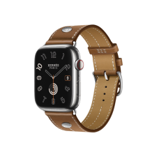 Apple Watch Hermès Series 9 GPS + Cellular 45mm Silver Stainless Steel Case with Fauve Barenia calfskin Single Tour (MRQP3+H0002581J34)
