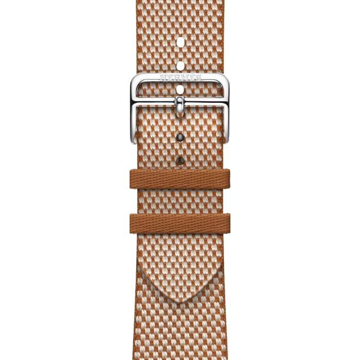 Apple Watch Hermès Series 9 GPS + Cellular 45mm Silver Stainless Steel Case with Gold/Ecru Toile H Single Tour