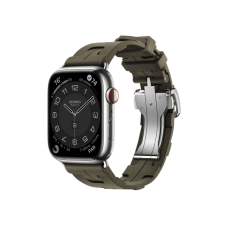 Apple Watch Hermès Series 9 GPS + Cellular 45mm Silver Stainless Steel Case with Kaki Kilim Single Tour (MRQP3+MTJ23)