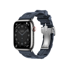Apple Watch Hermès Series 9 GPS + Cellular 45mm Silver Stainless Steel Case with Navy Kilim Single Tour (MRQP3+MTHY3)