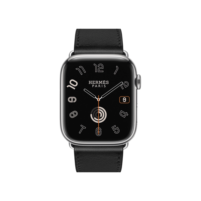 Apple Watch Hermès Series 9 GPS + Cellular 45mm Silver Stainless Steel Case with Noir Deployment Buckle