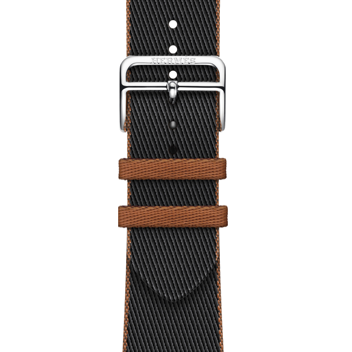 Apple Watch Hermès Series 9 GPS + Cellular 45mm Silver Stainless Steel Case with Noir/Gold Twill Jump Single Tour