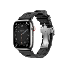 Apple Watch Hermès Series 9 GPS + Cellular 45mm Silver Stainless Steel Case with Noir Kilim Single Tour (MRQP3+MTHX3)
