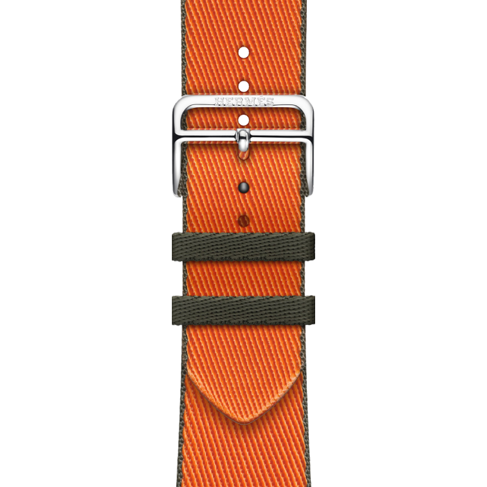 Apple Watch Hermès Series 9 GPS + Cellular 45mm Silver Stainless Steel Case with Orange/Kaki Twill Jump Single Tour