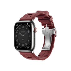 Apple Watch Hermès Series 9 GPS + Cellular 45mm Silver Stainless Steel Case with Rouge H Kilim Single Tour (MRQP3+MTJ13)