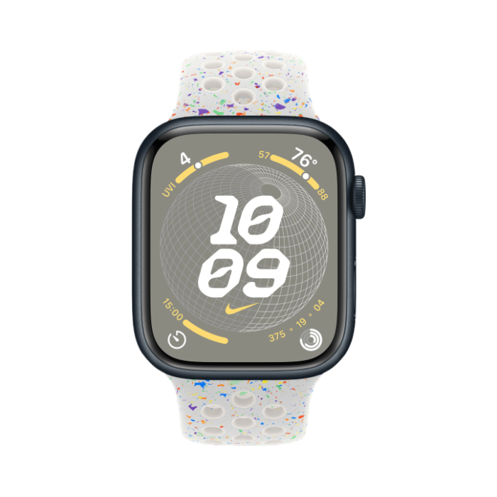 Apple Watch Series 9 45mm Midnight Aluminum Case with Pure Platimun Nike Sport Band M/L
