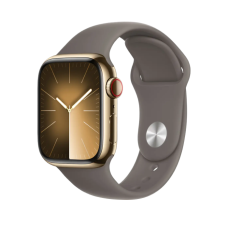 Apple Watch Series 9 GPS + Cellular 41mm Gold S. Steel Case w. Clay Sport Band - M/L (MRJ63)