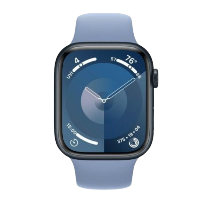 Apple Watch Series 9 GPS 45mm Midnight Alu. Case w. Winter Blue Sport Band S/M