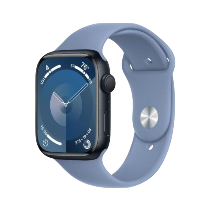 Apple Watch Series 9 GPS 45mm Midnight Alu. Case w. Winter Blue Sport Band S/M (MR9Q3+MT413)