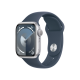 Apple Watch Series 9 GPS 45mm Silver Aluminum Case w. Storm Blue Sport Band - S/M (MR9D3)